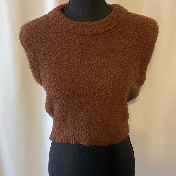 Papermoon Tops - Soft Fuzzy Knit Sleeveless Crop Top